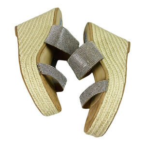 Steve Madden Womens Sunrise Wedge Sandal Rhinestone Strap Espadrille 10M